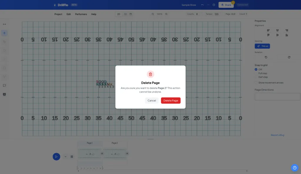 The Delete Page confirmation box