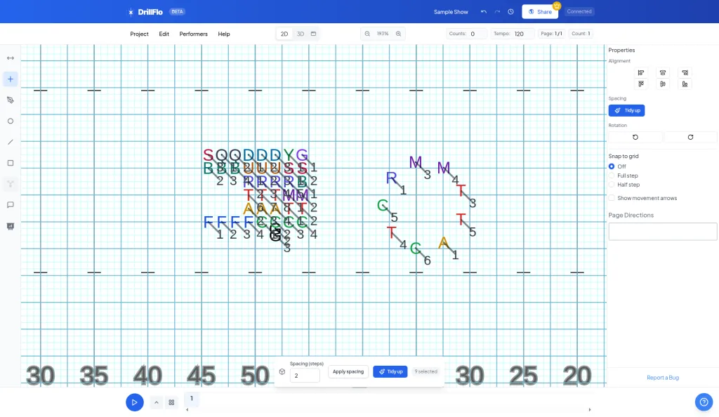 Performers placed around the circle after Confirm Shape