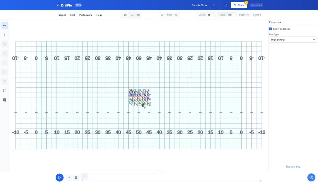 Field markings, Performer display, and Outdoor-only options in Field Settings